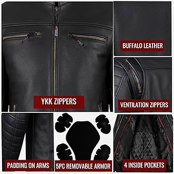 Amazon.com: REVOLT Men's Motorcycle Jacket, Natural Buffalo